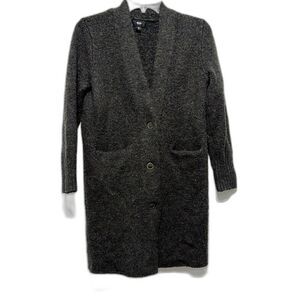 Mossimo Cardigan Sweater Wool Blend Chunky Knit Long Length Gray Womens sz Small